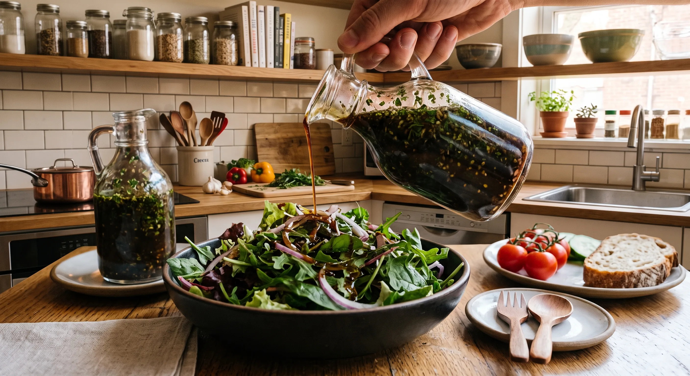 Simple Balsamic Garlic & Herb Tableside Dressing